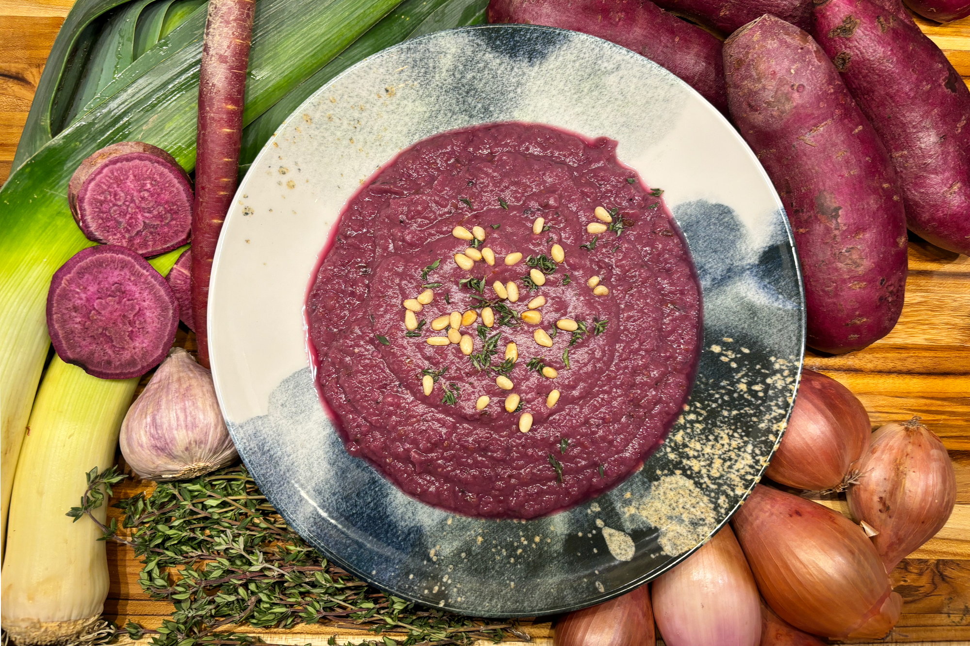 Purple Sweet Potato and Leek Soup - More Than Our Story